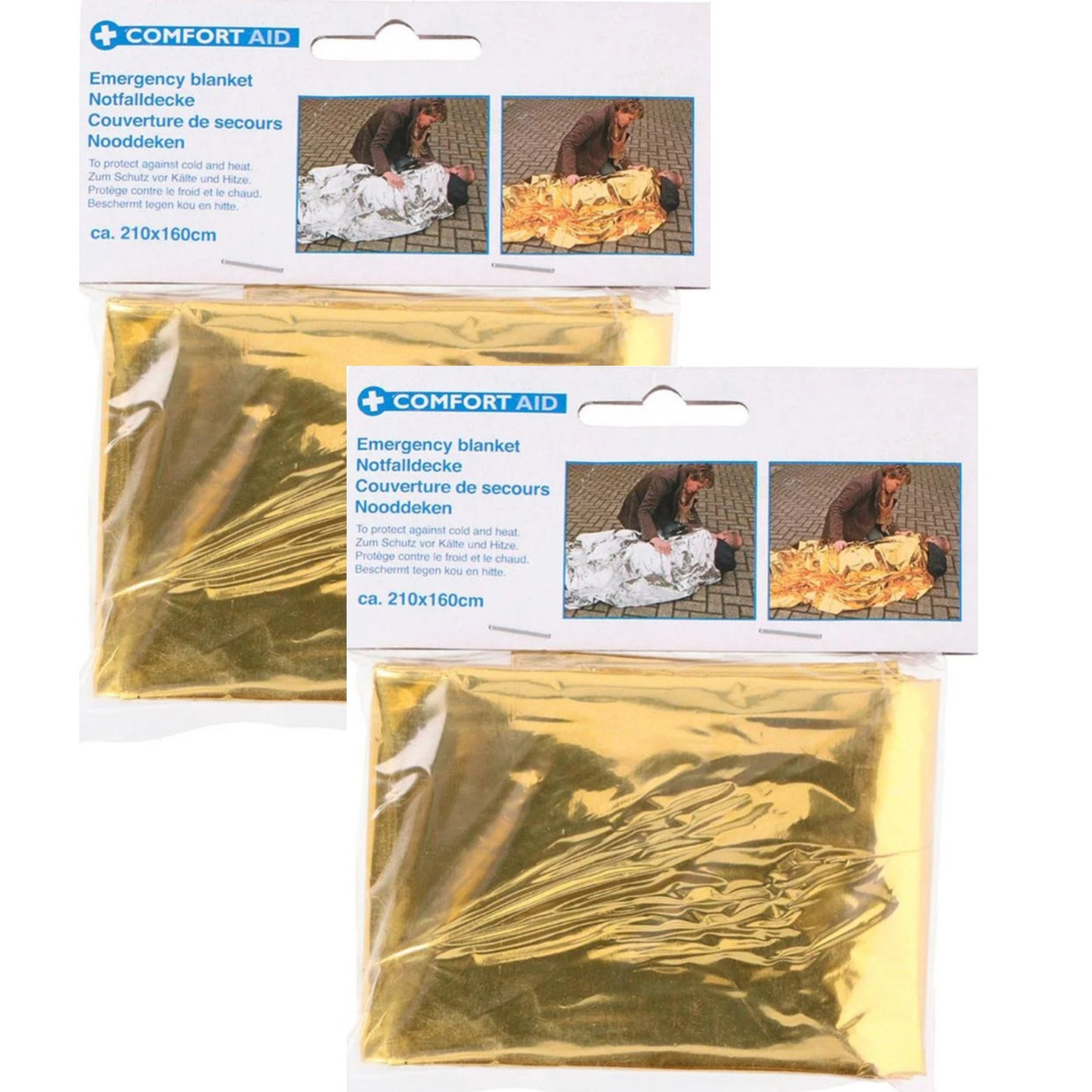Nooddeken/reddingsdeken/isolatiedeken - 2x - 160 x 210 cm - goud - warmtedeken -