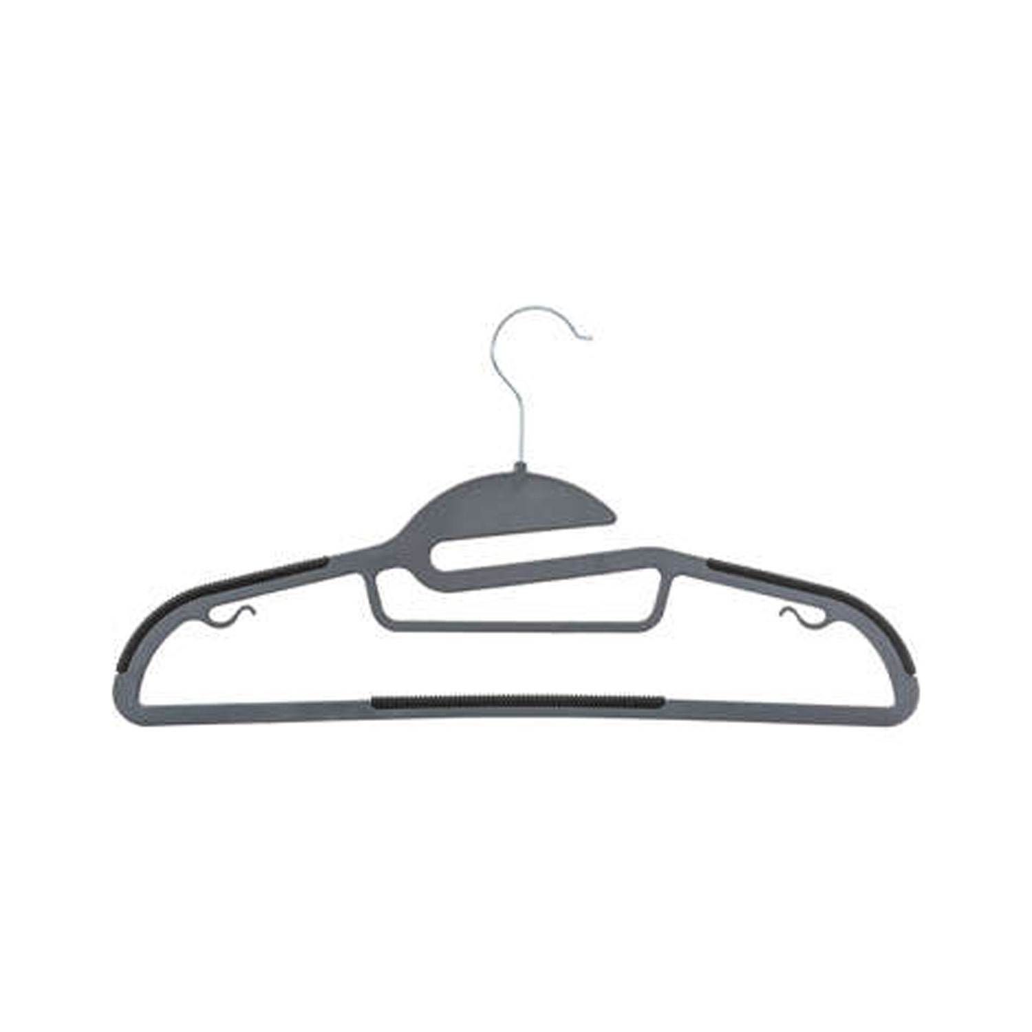 Kledinghangers set - 8x stuks - grijs/zwart- kunststof - 41 x 22 cm - kleerhangers -