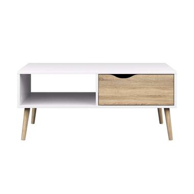 Salontafel Delta - wit/eikenkleur - 43,3x98,6x60,1 cm - Leen Bakker