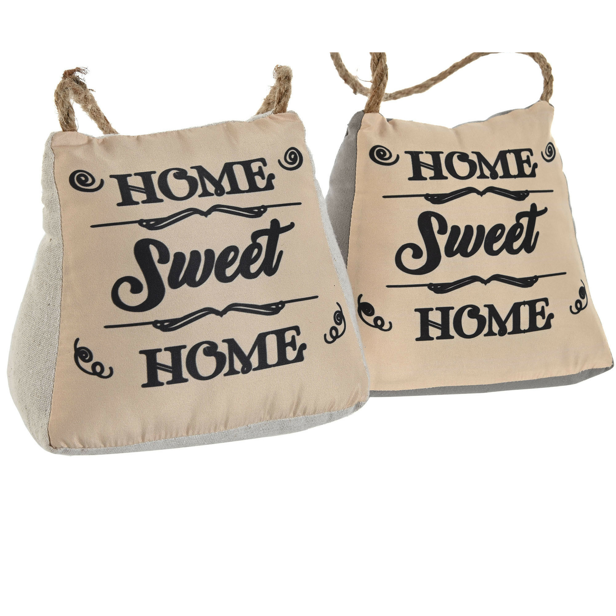 Deurstopper Lofty - 2x - 1 kilo - jute/beige - polyester en zand - 17 x 15 cm - Home Sweet Home -