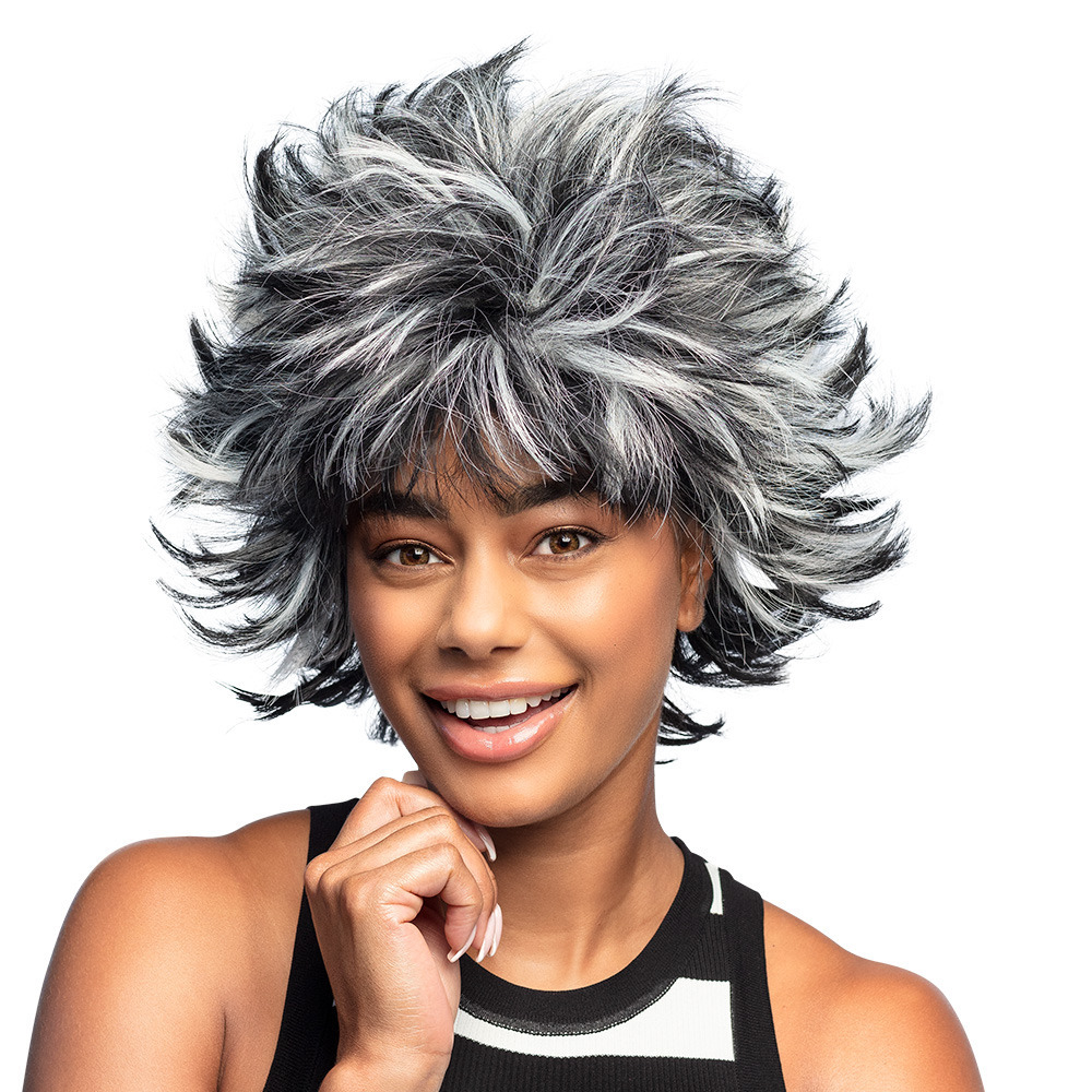 Verkleedpruik voor dames - grijs - pre history/rock and roll/foute party - Carnaval - kort haar -