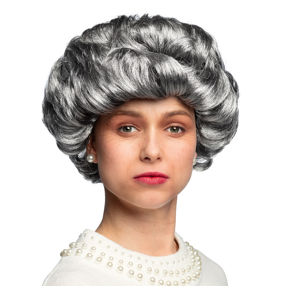 Verkleedpruik voor dames - grijs - Oma/sara/bejaarde - Carnaval - kort haar -