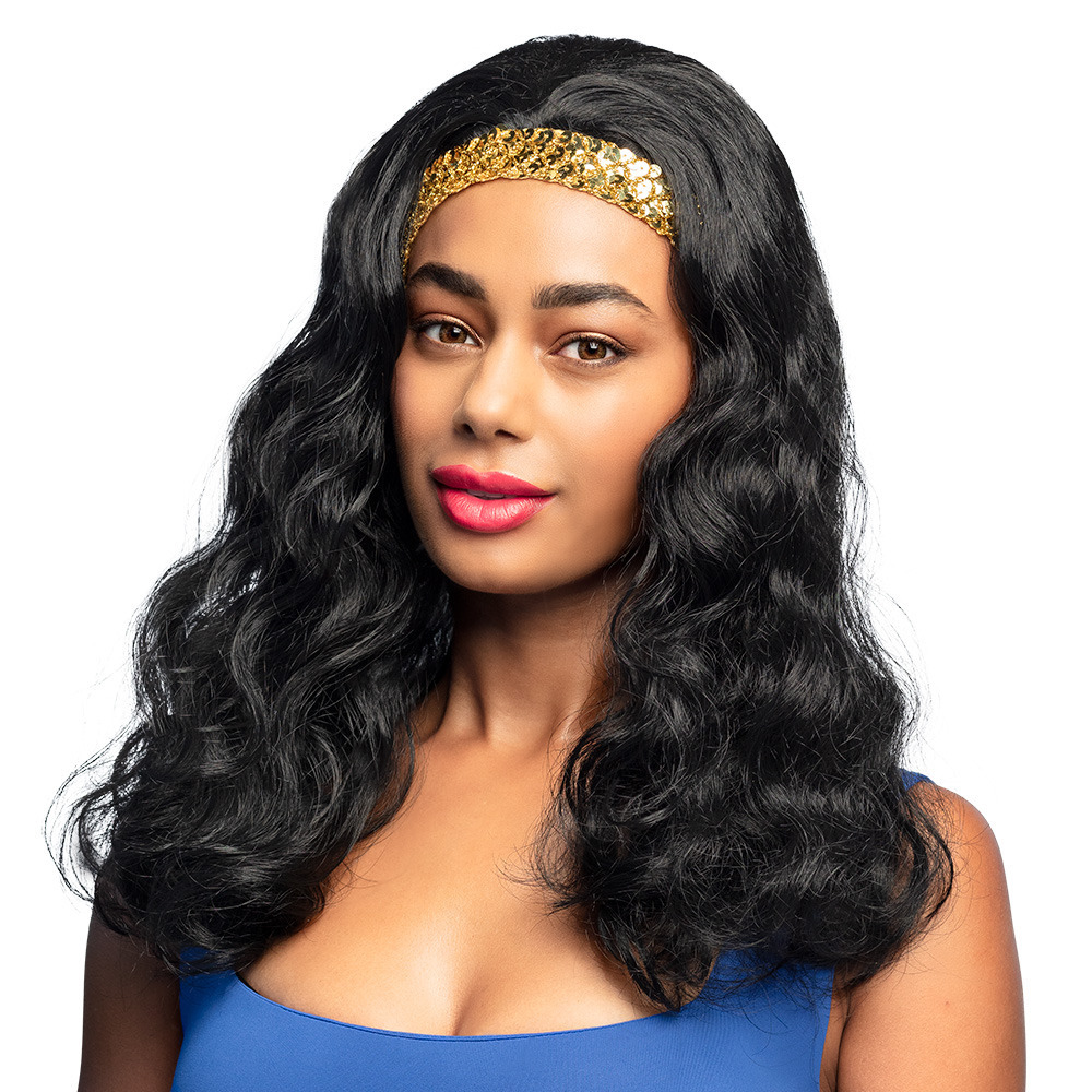 Verkleedpruik voor dames - zwart - aziatisch/popster/indiaan/superheld - Carnaval - lang haar -