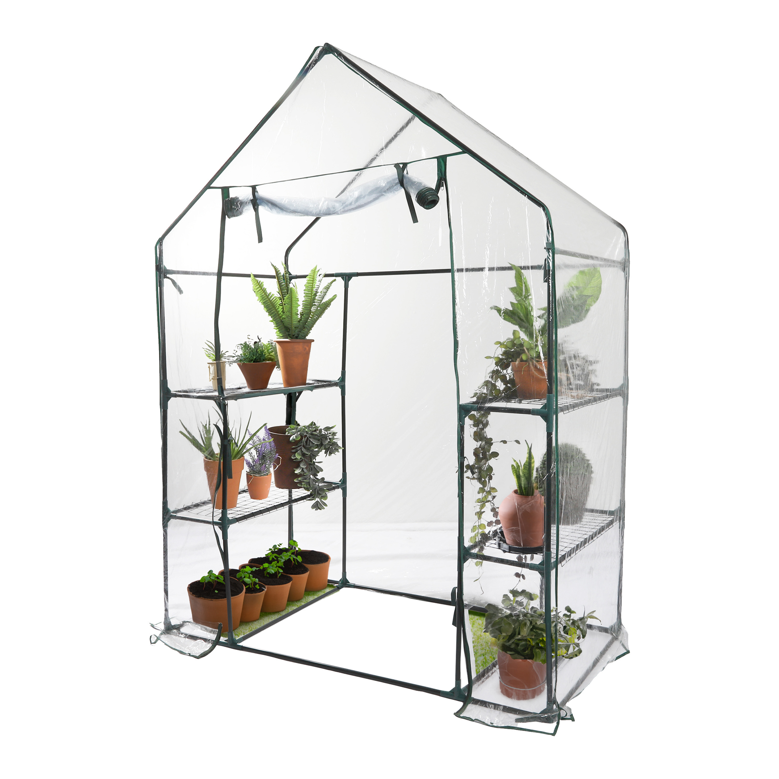 Sunnydays Broeikas / kweekkas - met doorzichtige hoes en frame - 143 x 73 x 195 cm -