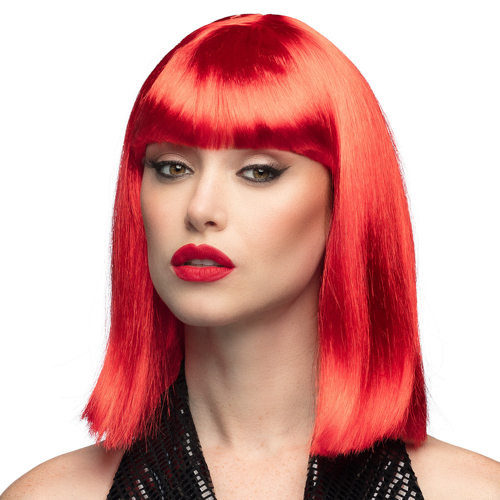 Verkleedpruik dames - rood - Cabaret/Hollywood/Diva - Carnaval - half lang chique haar -