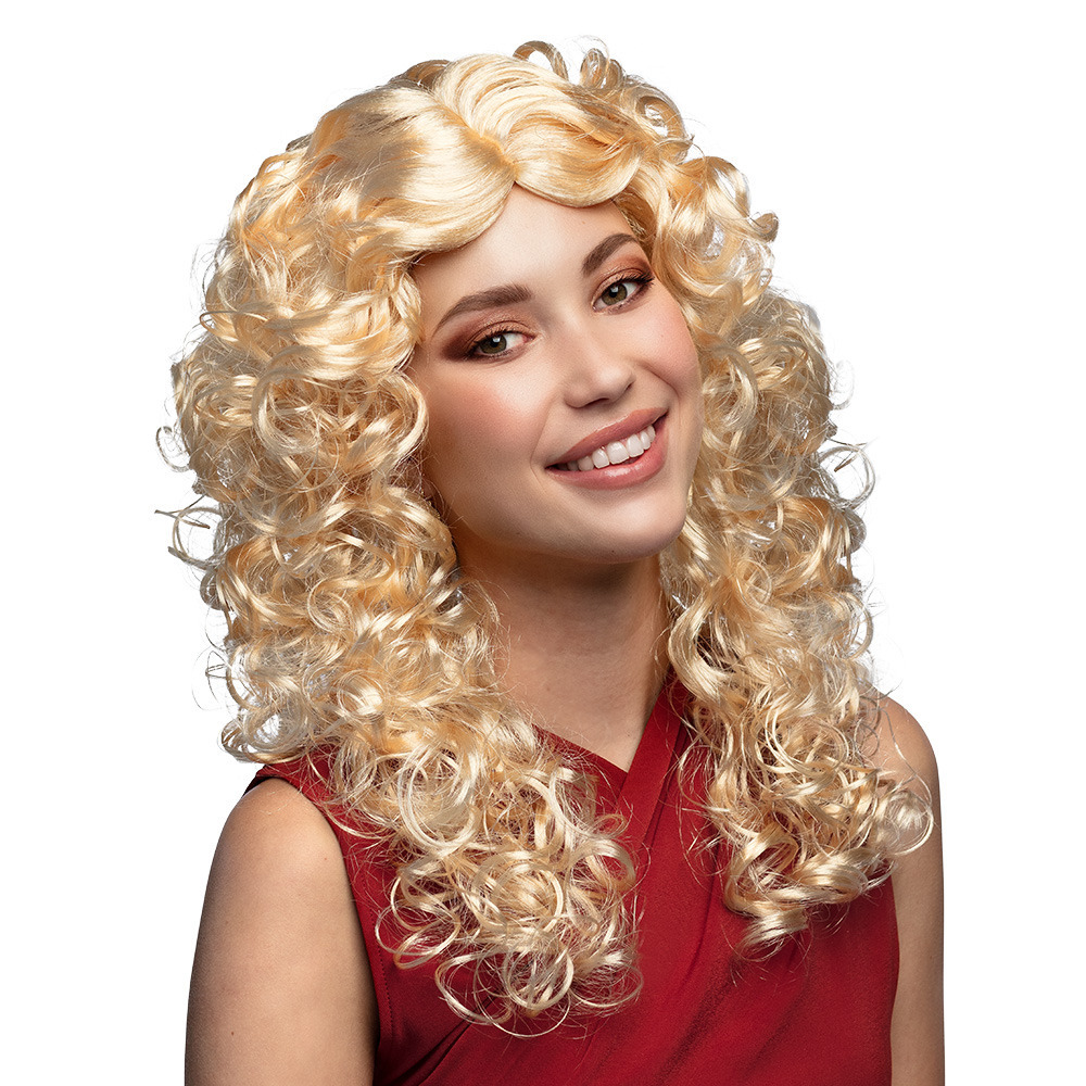 Verkleedpruik voor dames - blond - Jaren 80/90/Western/fantasy - Carnaval - lang haar - Dolly -