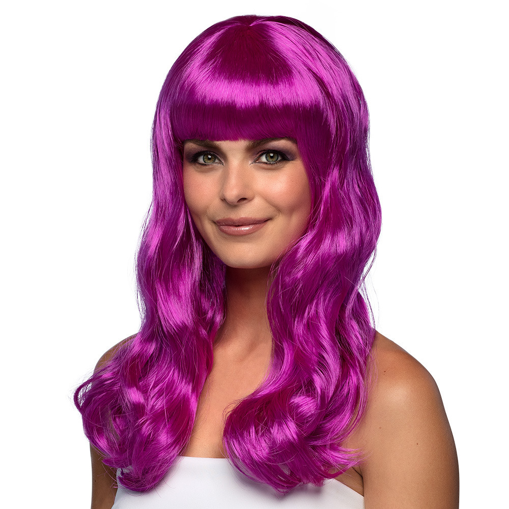 Verkleedpruik dames - paars - Cabaret/Hollywood/Diva - Carnaval - lang chique haar -
