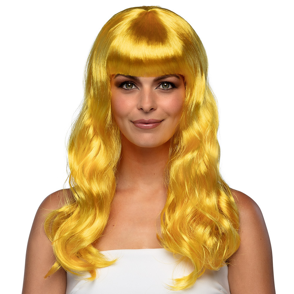 Verkleedpruik dames - geel - Cabaret/Hollywood/Diva - Carnaval - lang chique haar -