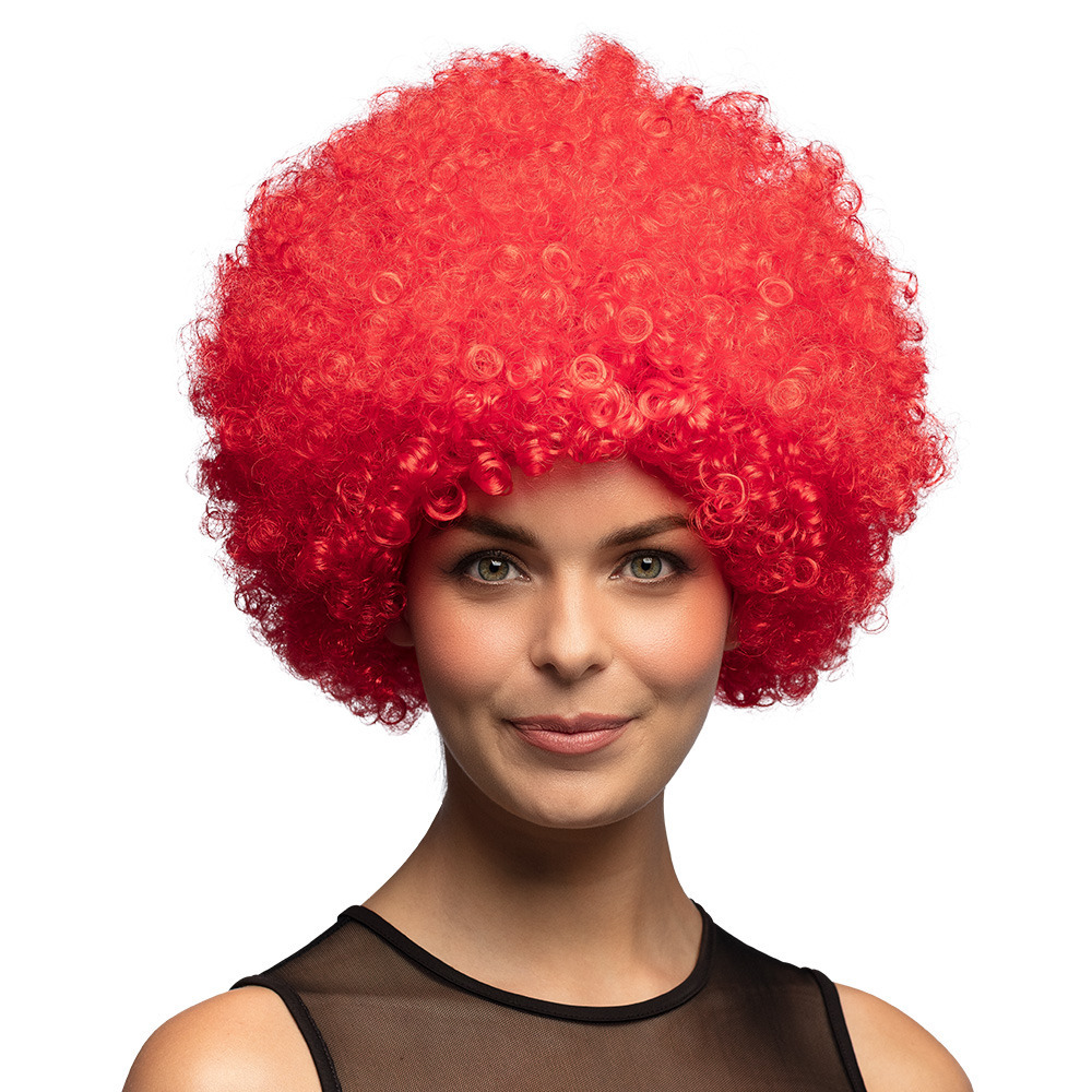 Verkleedpruik dames/heren - rood - Seventies/eighties/sixties - Carnaval - kort krullend haar -