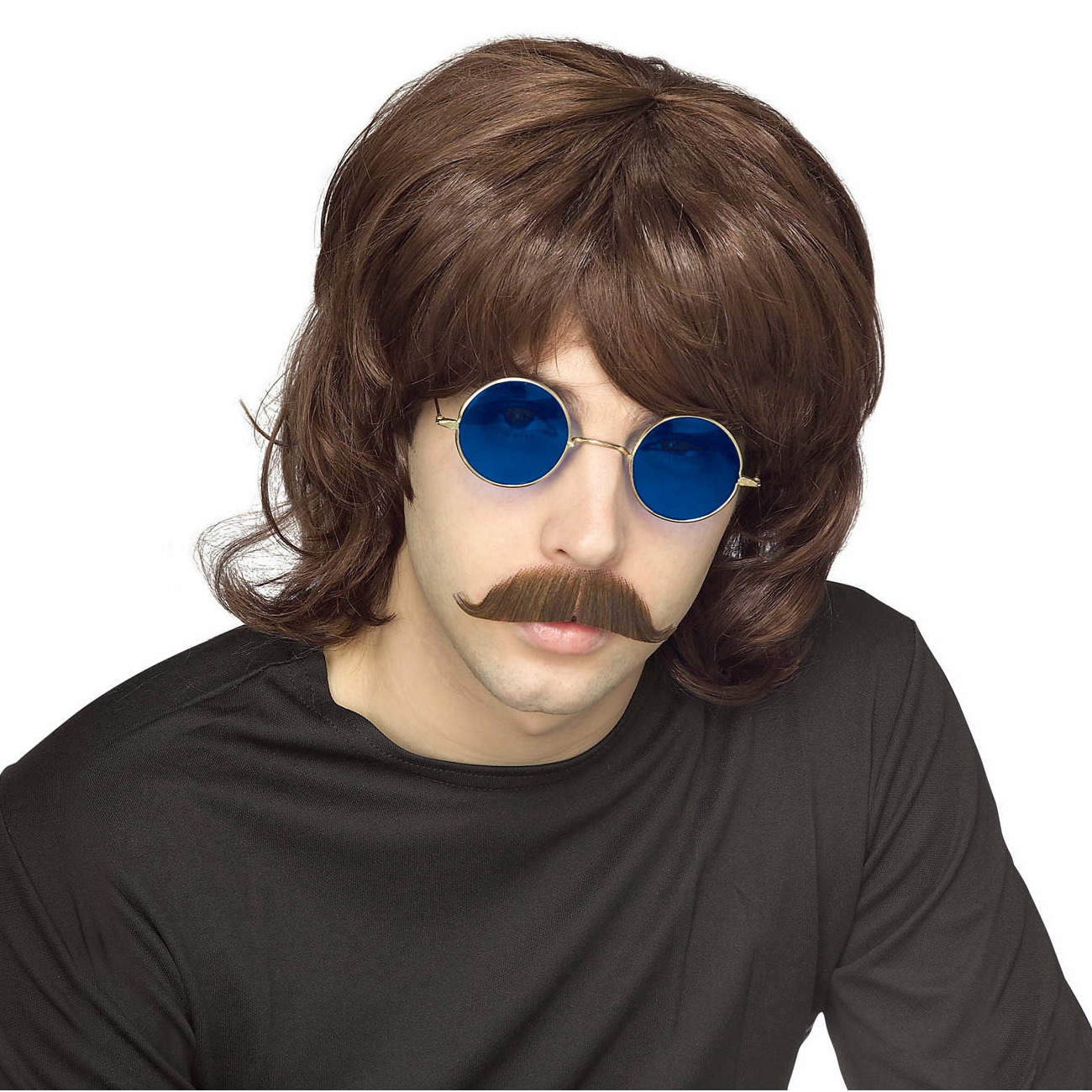 Verkleedpruik voor heren - bruin - Seventies/Disco/Eighties/Popster/Hippie/Sixties - Carnaval -
