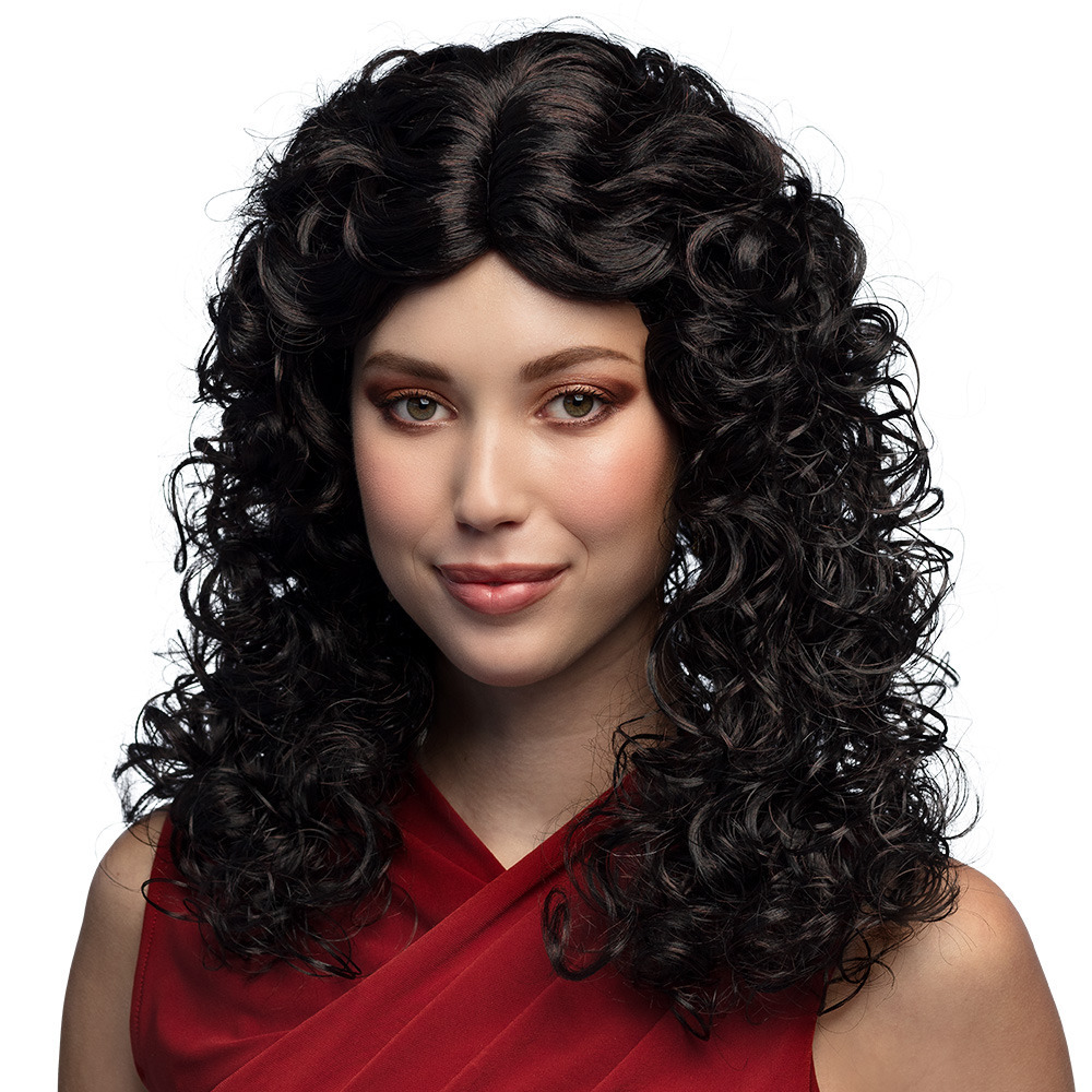 Verkleedpruik voor dames - zwart - Jaren 80/90/Western/fantasy - Carnaval - lang haar - Dolly -