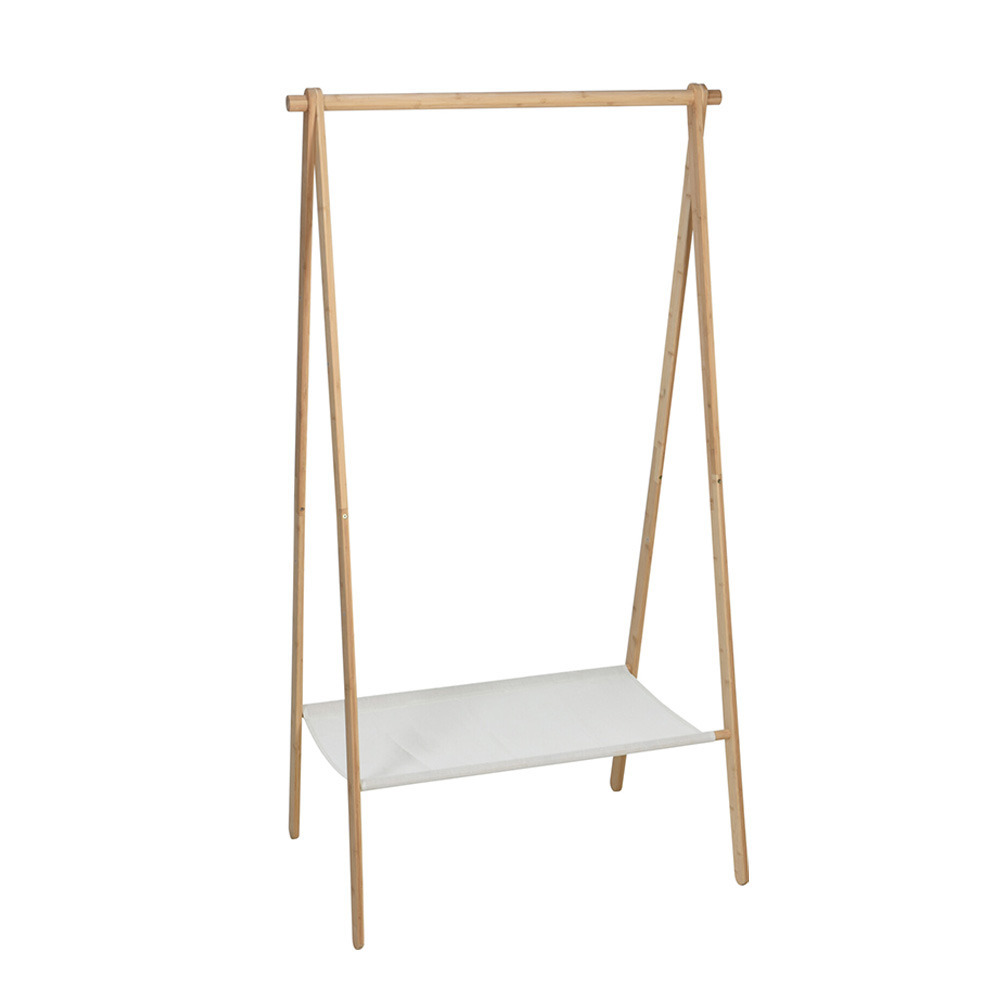 Kledingrek met plank - bamboe - lichtbruin/wit - 86 x 57 x 155 cm -