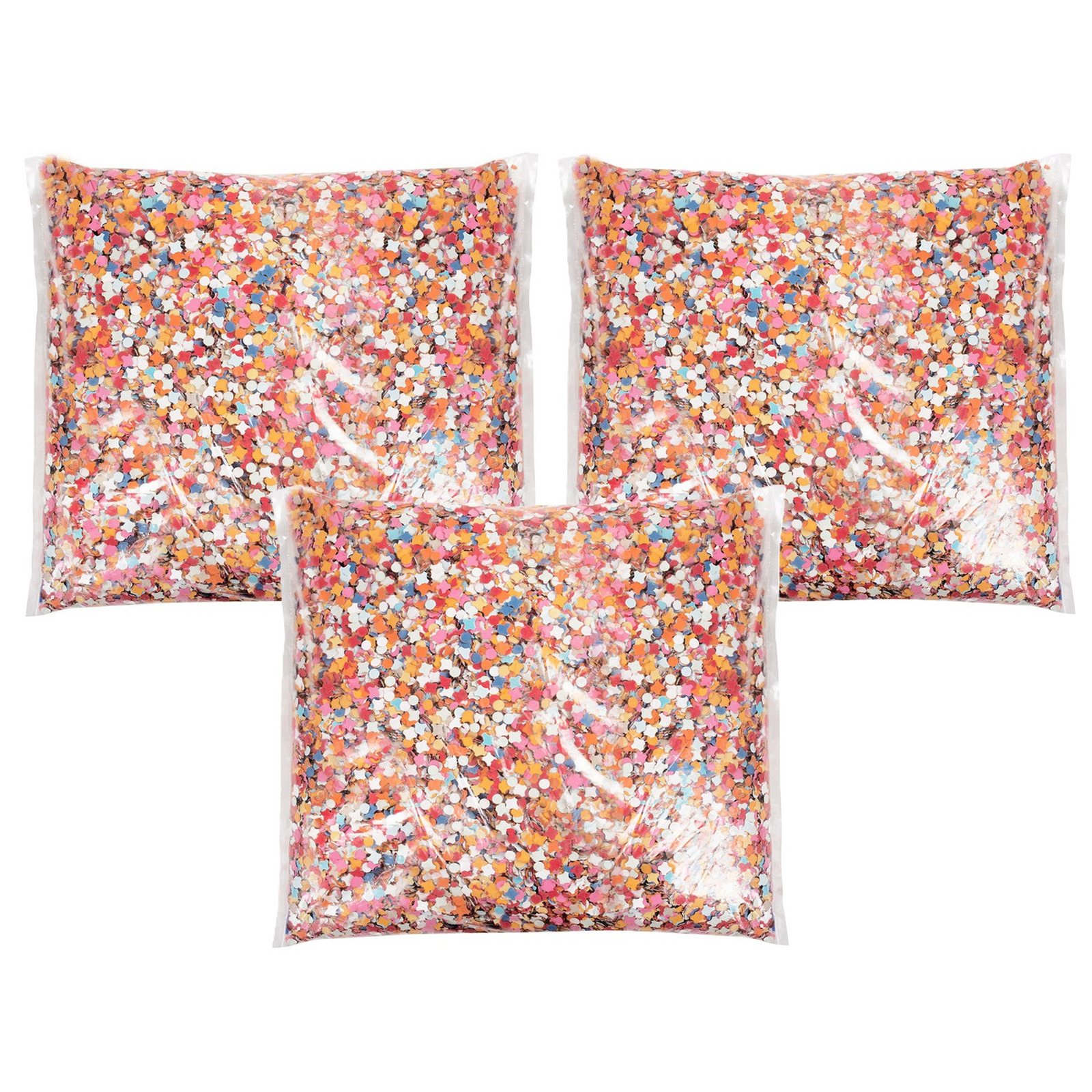 Confetti snippers van papier - 3x - multi colours mix - 1200 gram zakje - feestartikelen/versieringe -