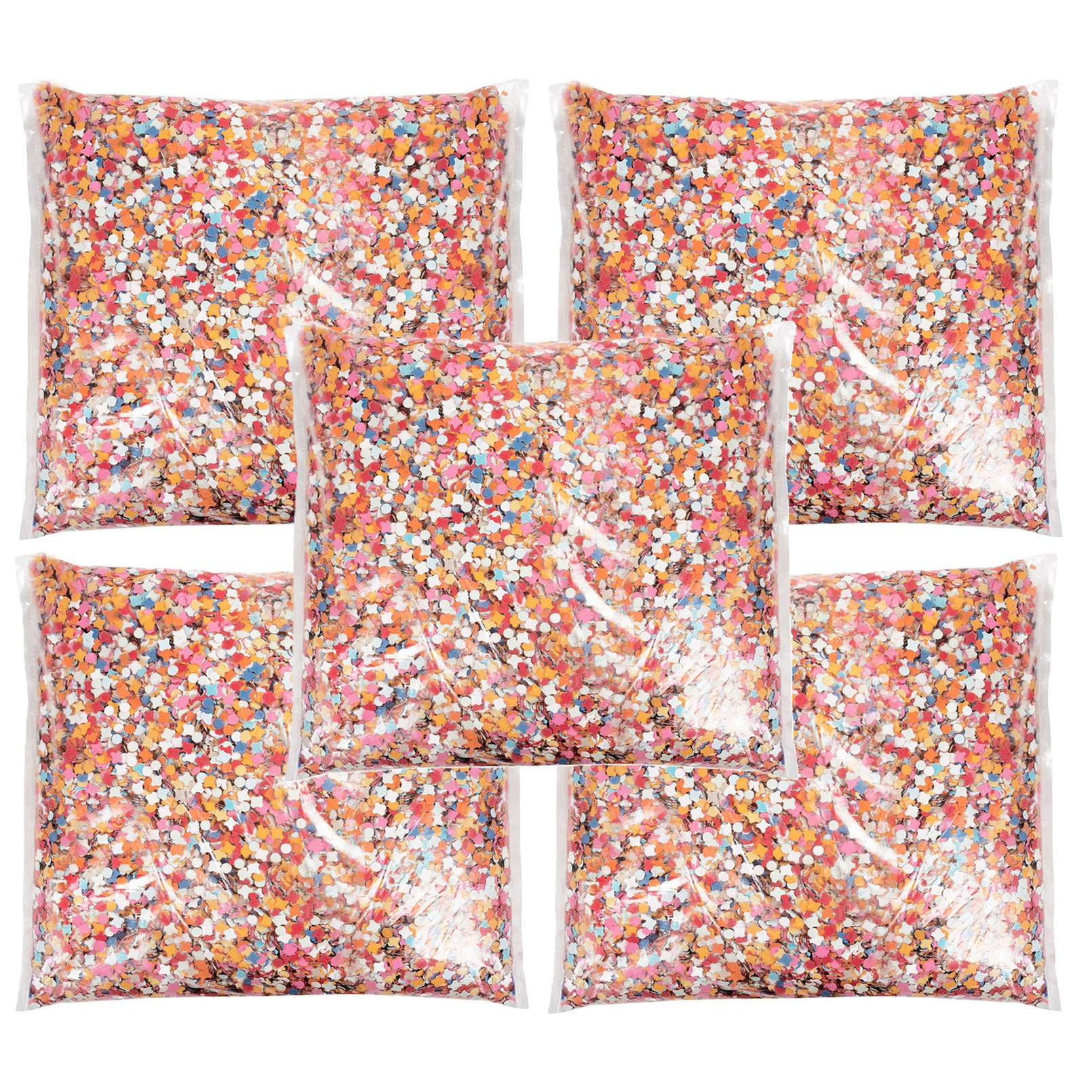 Confetti snippers van papier - 5x - multi colours mix - 2000 gram zakje - feestartikelen/versieringe -