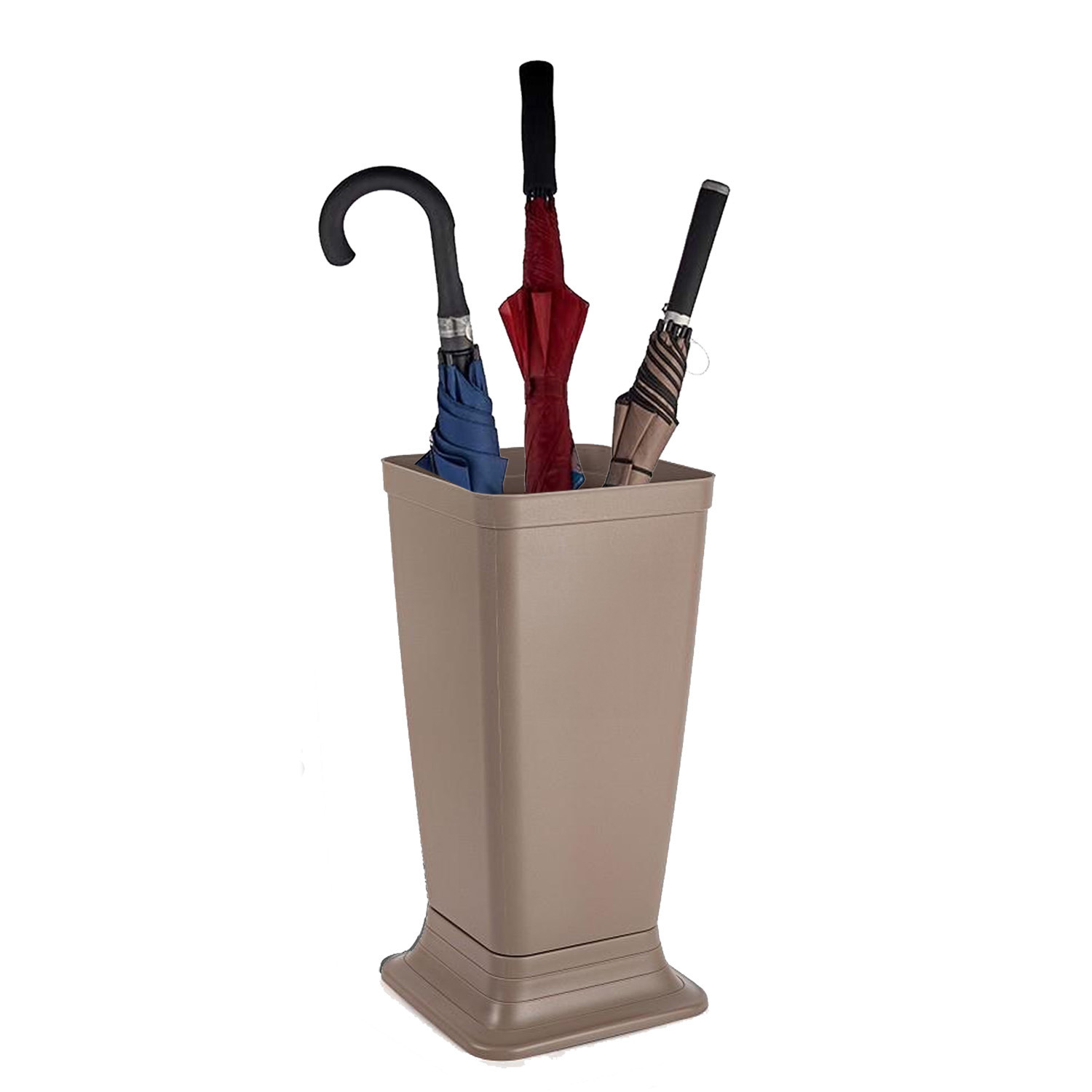 Paraplubak/parapluhouder Plain - beige - glad kunststof - D26 x H52 cm - op verhoogde voet -