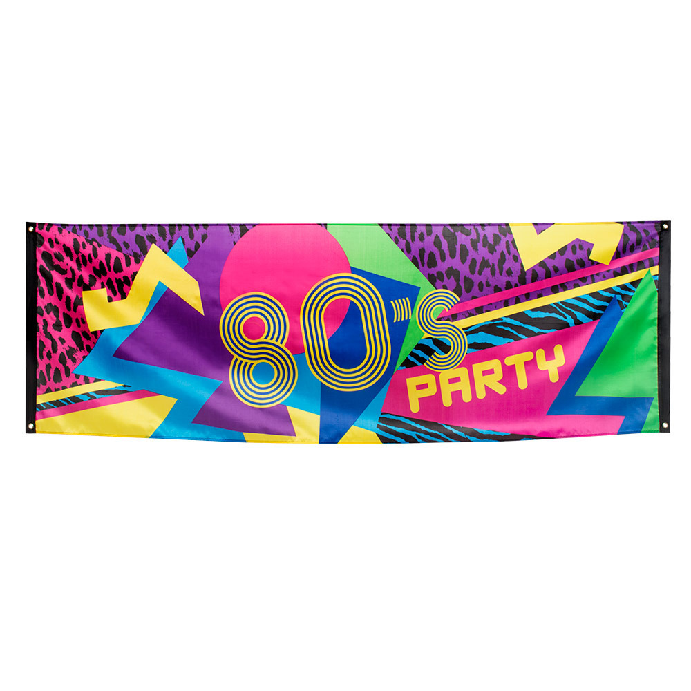 Gevelvlag banner met Eighties print - 74 x 220 cm - polyester - kleurig - Jaren 80/eighties -