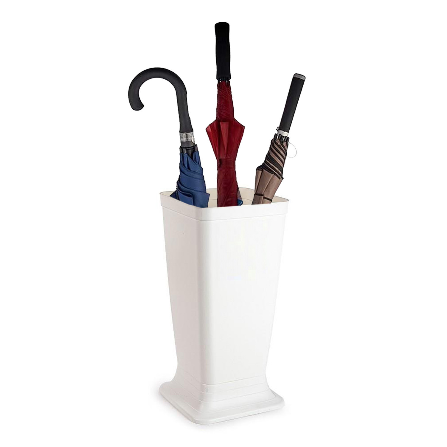 Paraplubak/parapluhouder Plain - ivoor wit - glad kunststof - D26 x H52 cm - op verhoogde voet -