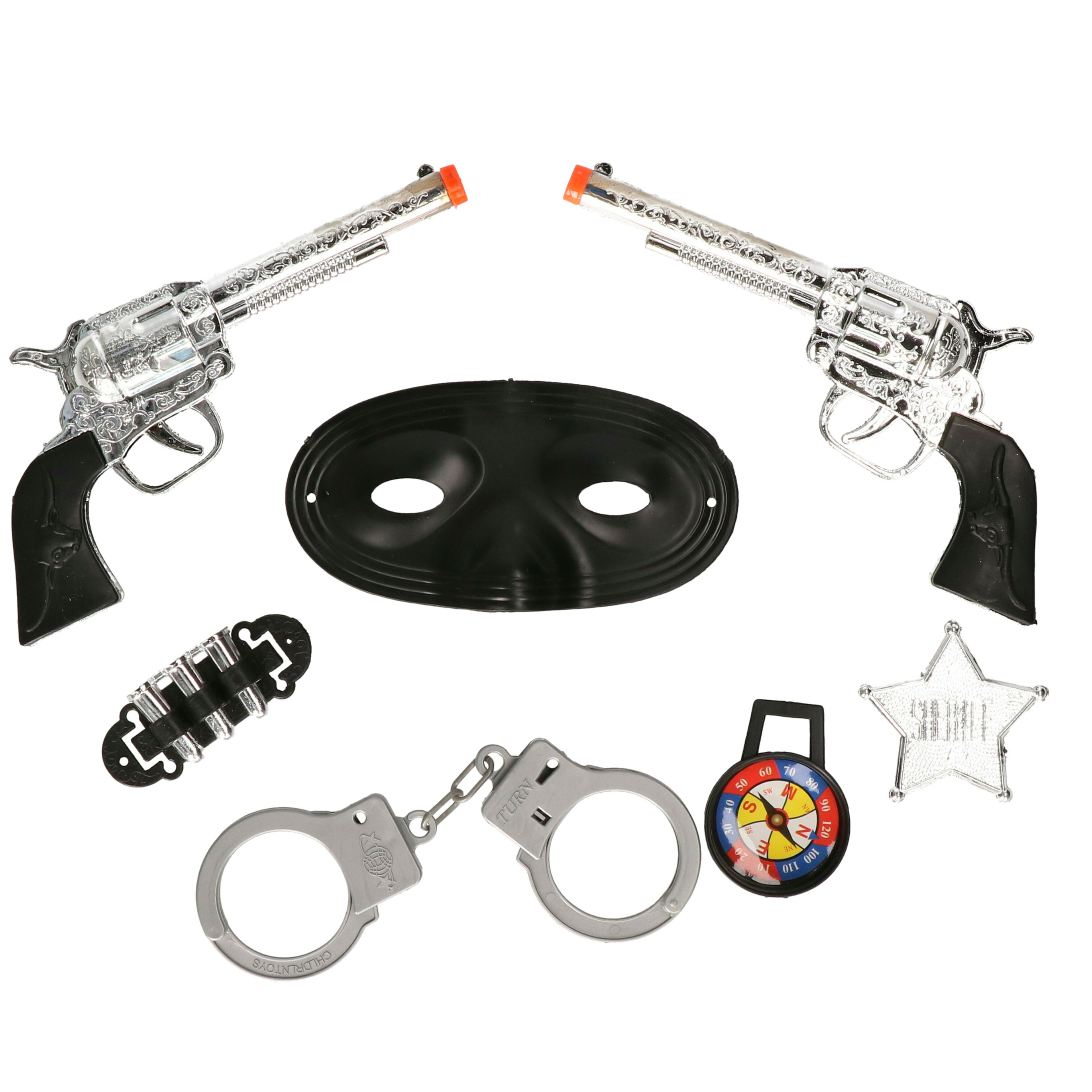 Verkleed speelgoed Cowboys 2 pistolen met holster - set - kinderen - kunststof -