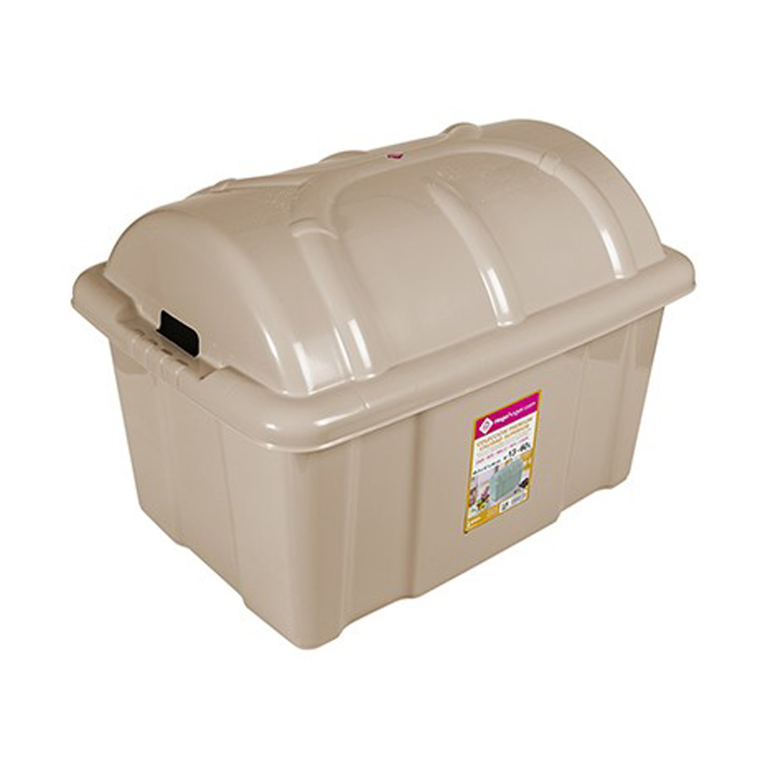 Speelgoed schatkist groot - 65 x 47 x 44 cm - 60 liter - kunststof - met deksel - beige -