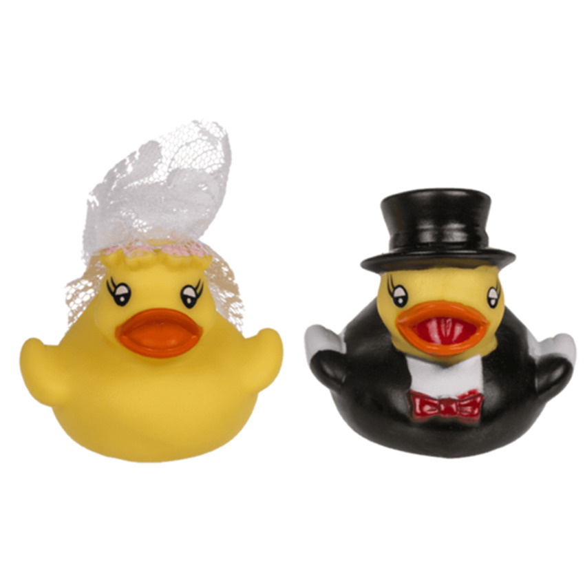Bruidegom en Bruid badeendjes set - rubber - 5 cm - Huwelijk/bruiloft cadeau - Trouwen -