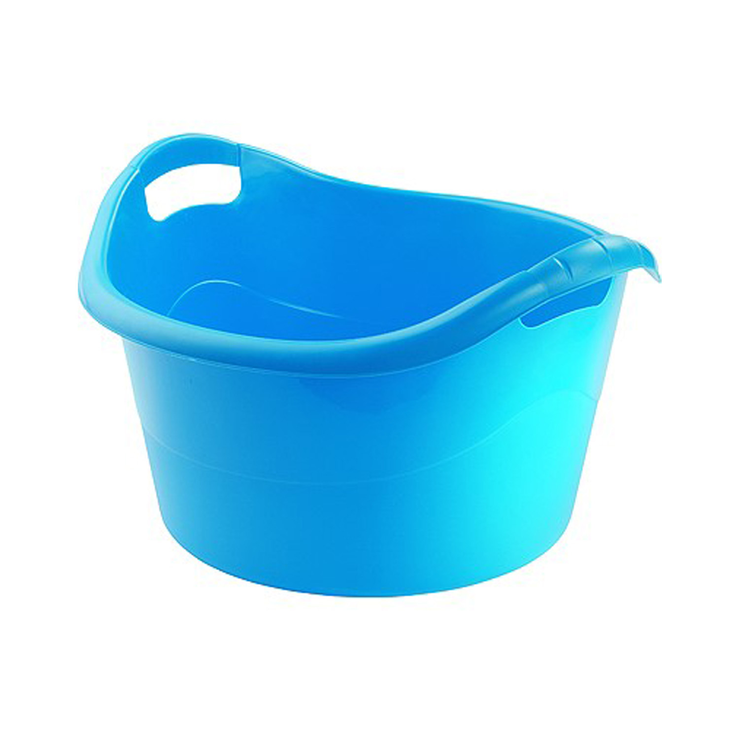 Grote teil/afwasbak/kuip - kunststof - rond - handvatten - 45 x 27 cm - 18 liter - blauw -