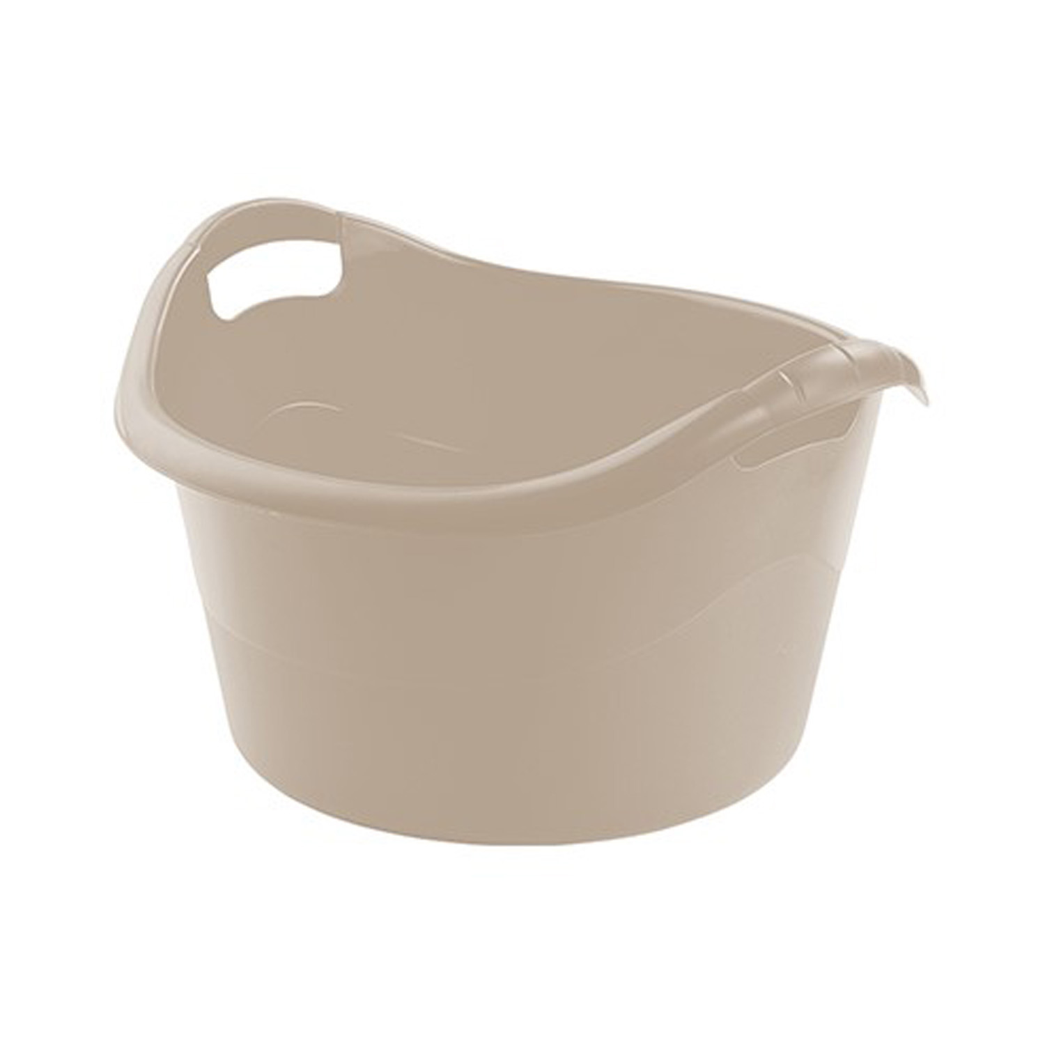 Grote teil/afwasbak/kuip - kunststof - rond - handvatten - 45 x 27 cm - 18 liter - beige -