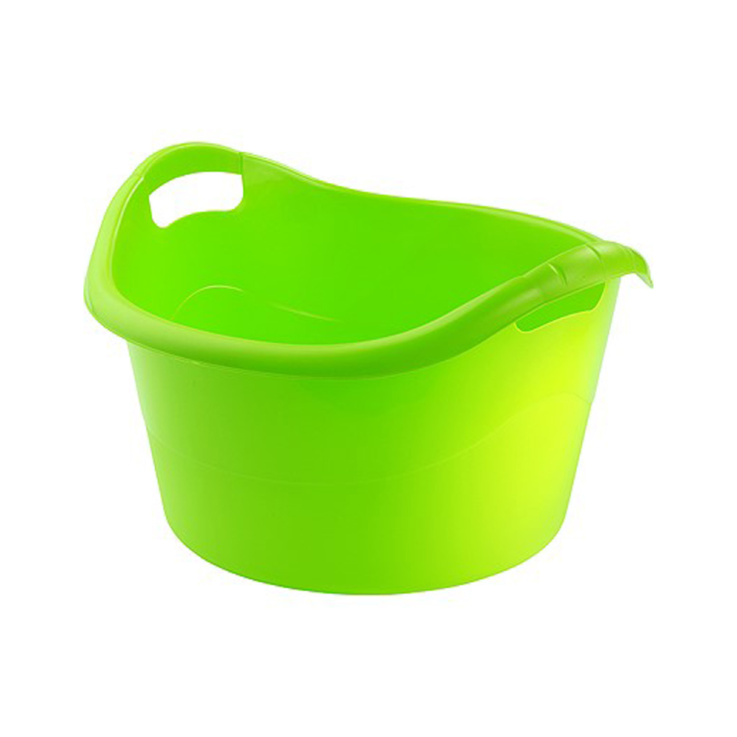 Grote teil/afwasbak/kuip - kunststof - rond - handvatten - 54 x 32 cm - 38 liter - groen -