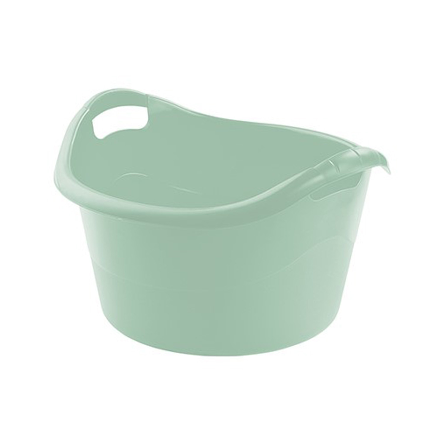 Grote teil/afwasbak/kuip - kunststof - rond - handvatten - 54 x 32 cm - 38 liter - mintgroen -