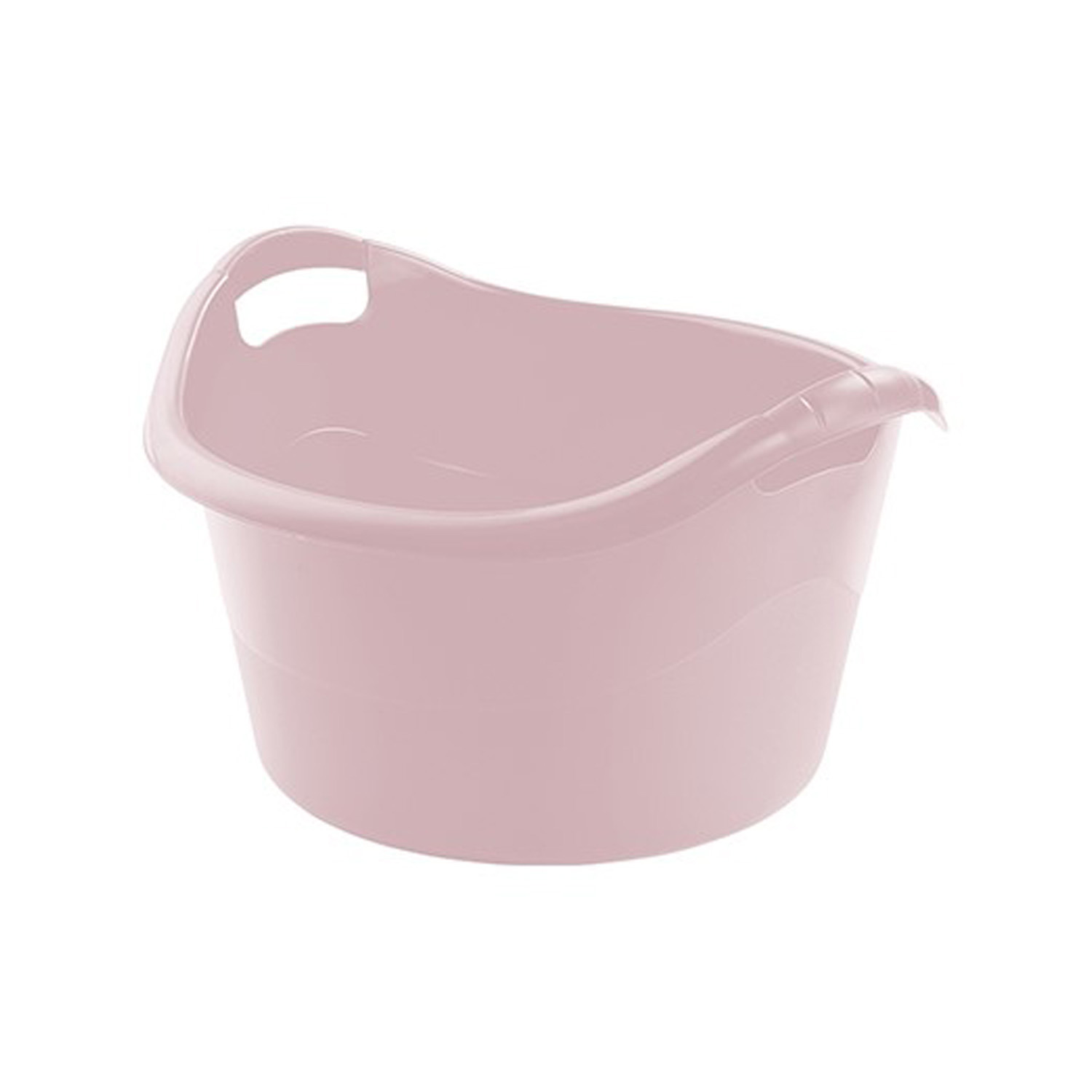 Grote teil/afwasbak/kuip - kunststof - rond - handvatten - 54 x 32 cm - 38 liter - roze -