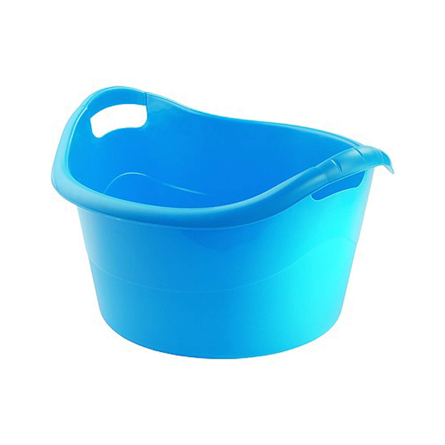 Grote teil/afwasbak/kuip - kunststof - rond - handvatten - 54 x 32 cm - 38 liter - blauw -