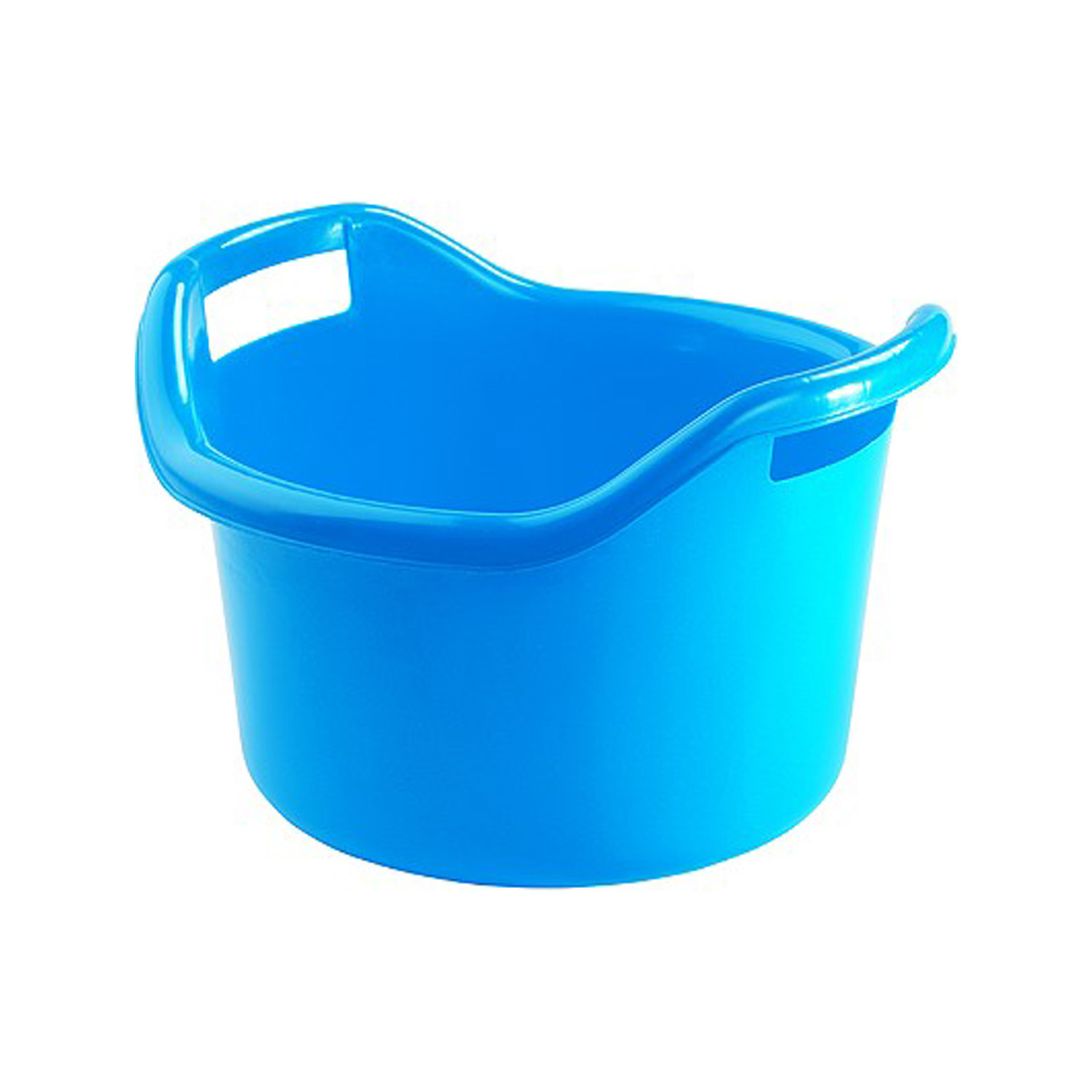Grote teil/afwasbak/kuip - kunststof - rond - handvatten - 41 x 24 cm - 14 liter - blauw -