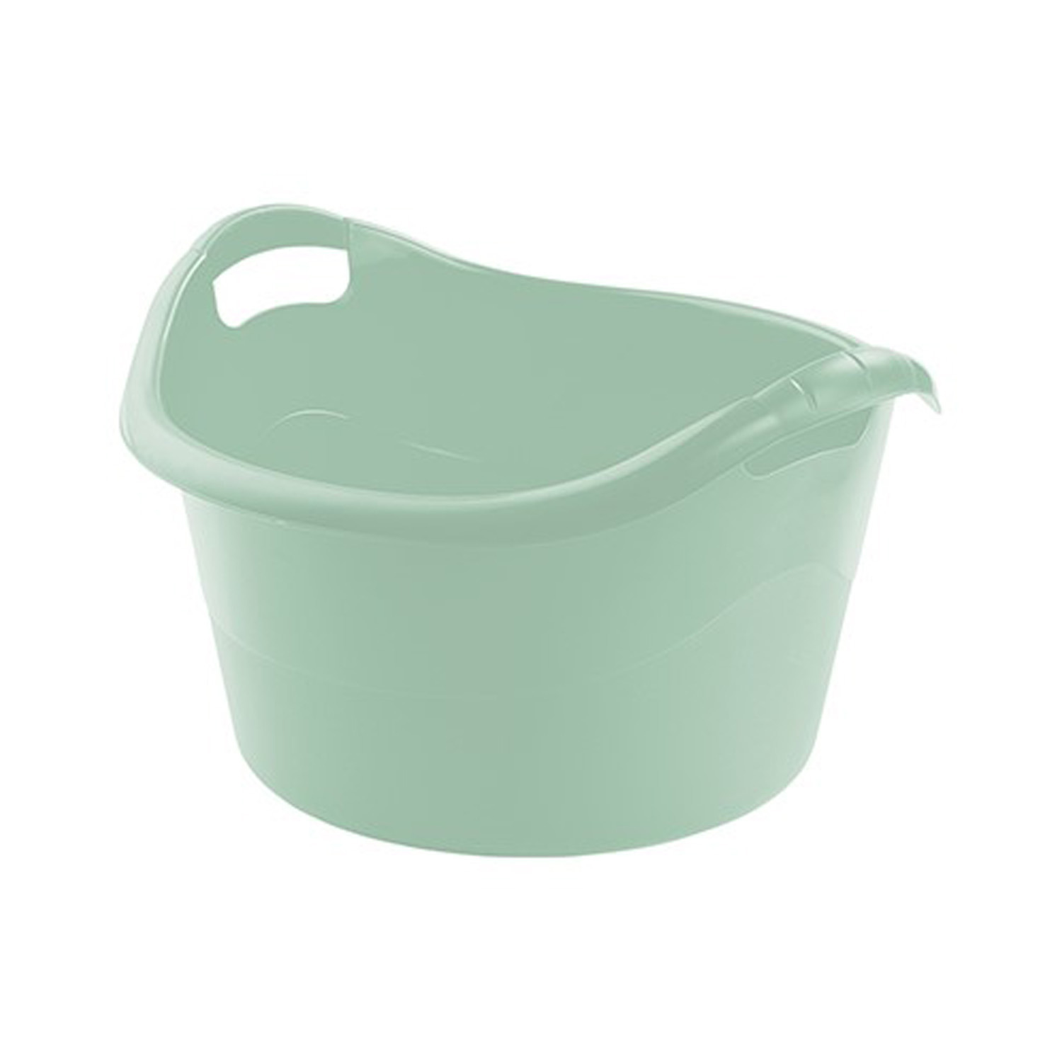 Grote teil/afwasbak/kuip - kunststof - rond - handvatten - 45 x 27 cm - 18 liter - mintgroen -