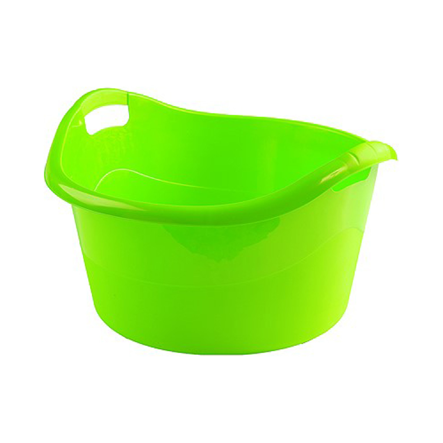Grote teil/afwasbak/kuip - kunststof - rond - handvatten - 45 x 27 cm - 18 liter - groen -