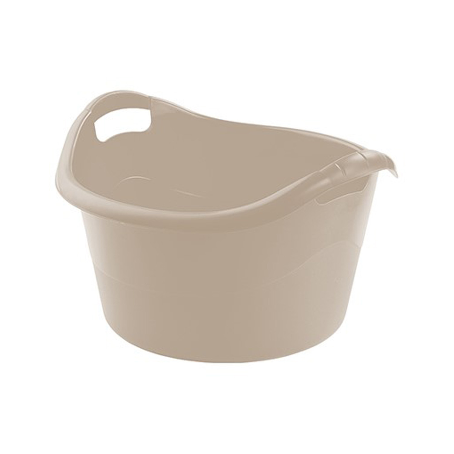 Grote teil/afwasbak/kuip - kunststof - rond - handvatten - 54 x 32 cm - 38 liter - beige -