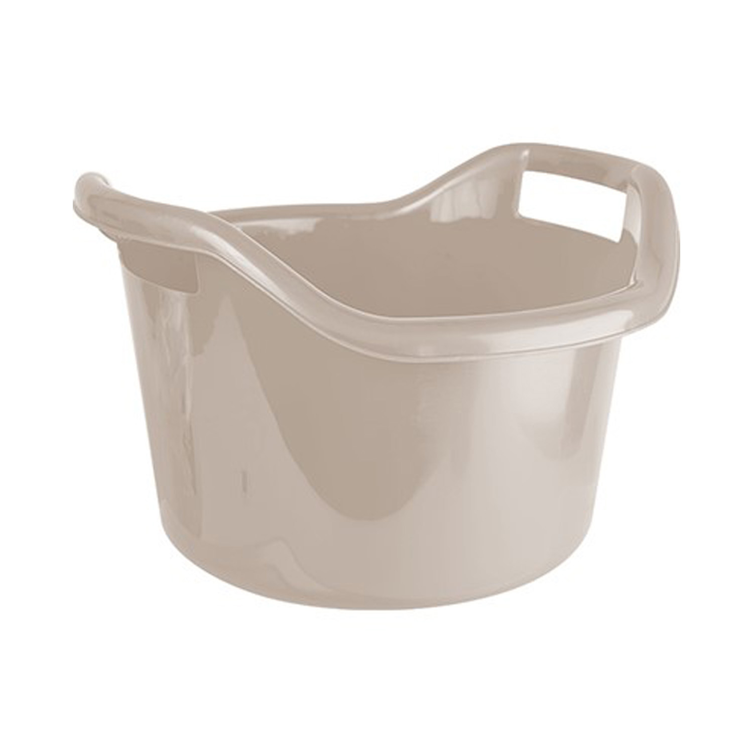 Grote teil/afwasbak/kuip - kunststof - rond - handvatten - 41 x 24 cm - 14 liter - beige -