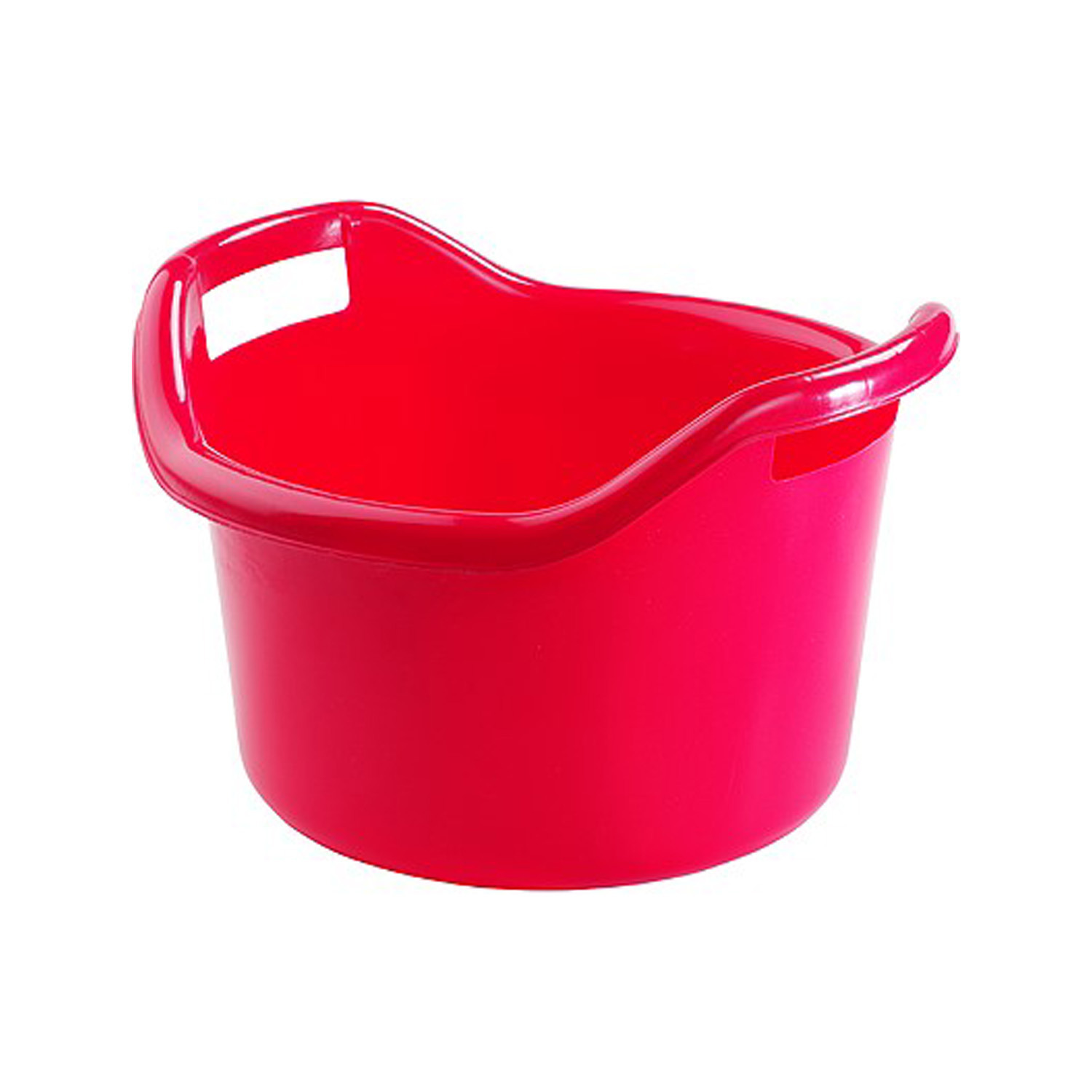 Grote teil/afwasbak/kuip - kunststof - rond - handvatten - 41 x 24 cm - 14 liter - rood -