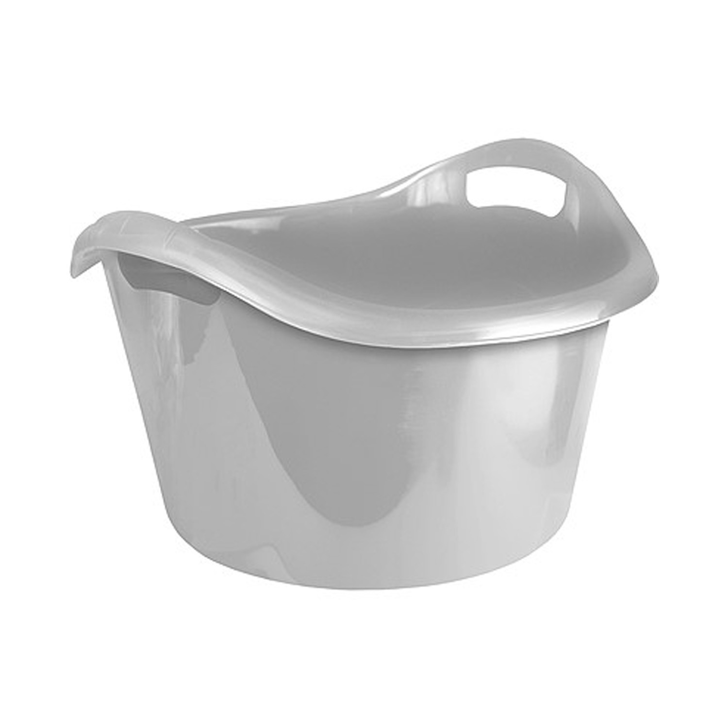 Grote teil/afwasbak/kuip - kunststof - rond - handvatten - 54 x 32 cm - 38 liter - zilvergrijs -