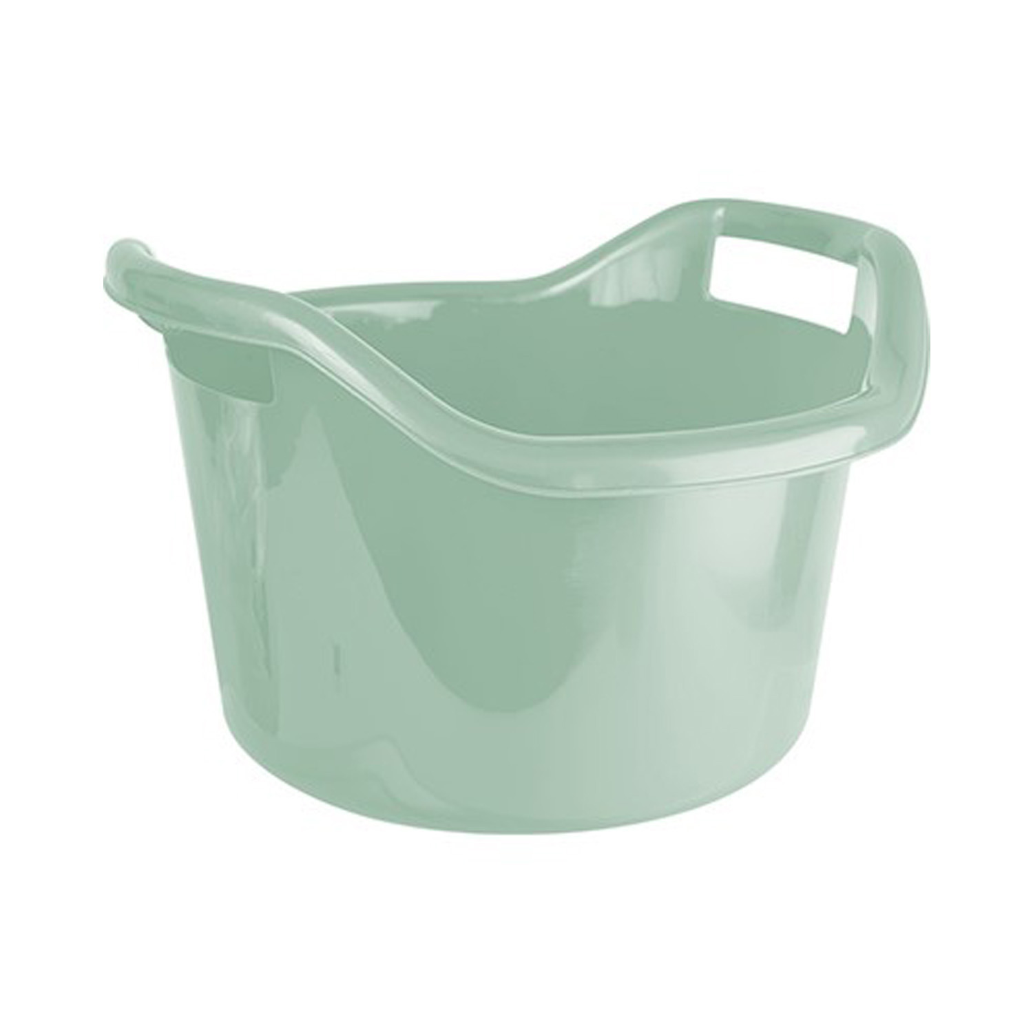 Grote teil/afwasbak/kuip - kunststof - rond - handvatten - 41 x 24 cm - 14 liter - mintgroen -