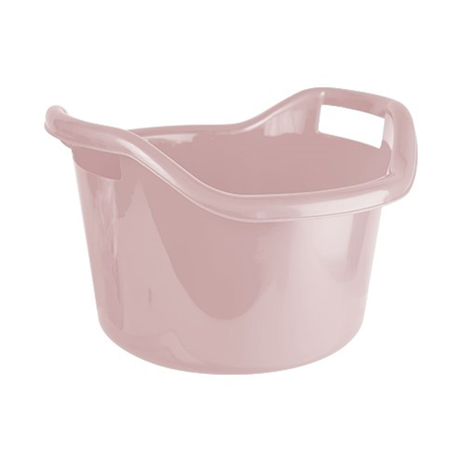 Grote teil/afwasbak/kuip - kunststof - rond - handvatten - 41 x 24 cm - 14 liter - roze -