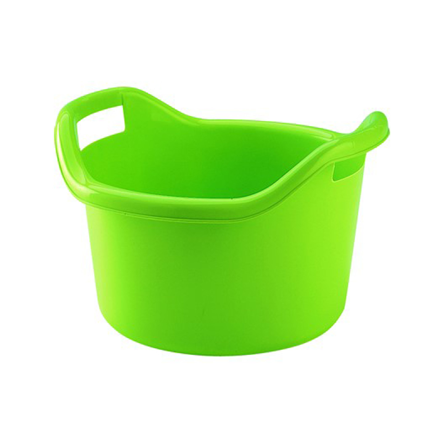 Grote teil/afwasbak/kuip - kunststof - rond - handvatten - 41 x 24 cm - 14 liter - groen -