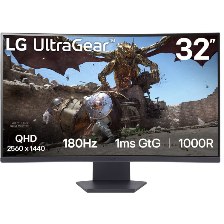 LG UltraGear 32GS60QC-B Curved Gaming monitor gaming monitor 2x HDMI, 1x DisplayPort