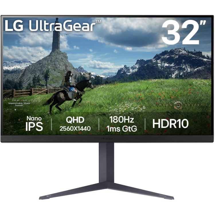 LG UltraGear 32GS85Q-B gaming monitor 2x HDMI, 1x DisplayPort, USB-A, USB-B, 180 Hz