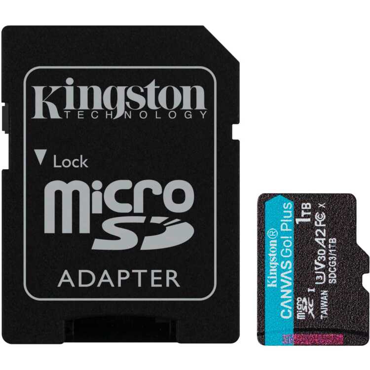 Kingston Canvas Go! Plus microSDXC 1 TB geheugenkaart Incl. adapter, Class 10, UHS-I U3, V30, A2