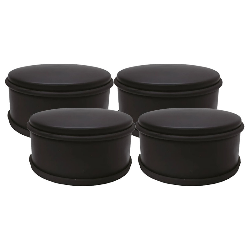 Deurstopper voor binnendeuren - 4x - zwart - rond - 1,2 kg - 12 x 6 cm - met rubberen rand -