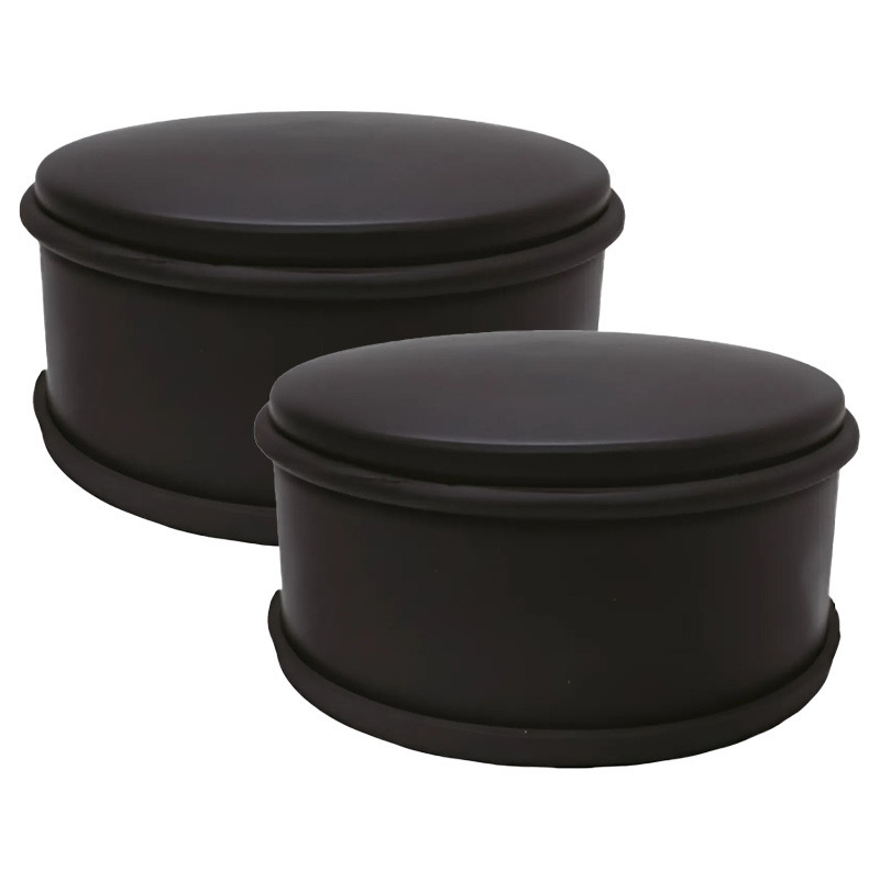 Deurstopper voor binnendeuren - 2x - zwart - rond - 1,2 kg - 12 x 6 cm - met rubberen rand -