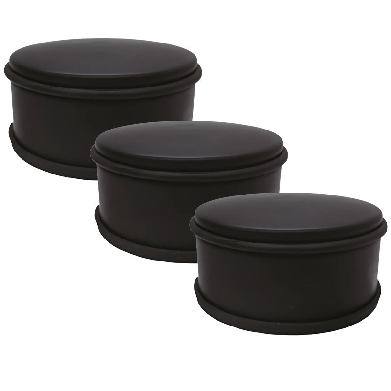 Deurstopper voor binnendeuren - 3x - zwart - rond - 1,2 kg - 12 x 6 cm - met rubberen rand -