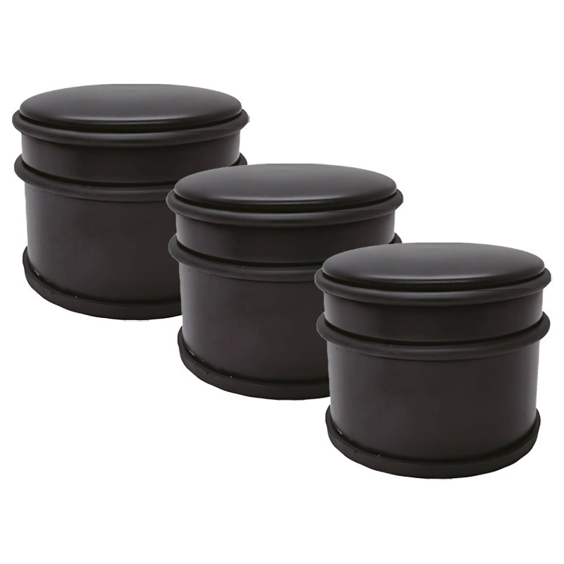 Deurstopper - 3x - zwart-mat - D9 cm - 1,1 kg -