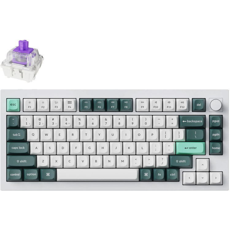 Keychron Q1 HE-P1 toetsenbord 75%, Hot-swappable, RGB LED, OSA Double-shot PBT keycaps, USB-C / 2.4 GHz / Bluetooth, Knob
