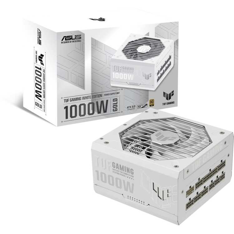 ASUS TUF Gaming 1000W Gold White Edition voeding 4x PCIe, Full kabelmanagement, 1x 12VHPWR