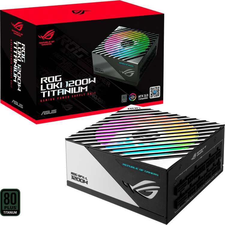 ASUS ROG Loki SFX-L 1200W Titanium voeding 1x 12VHPWR, 4x PCIe, Kabel-Management